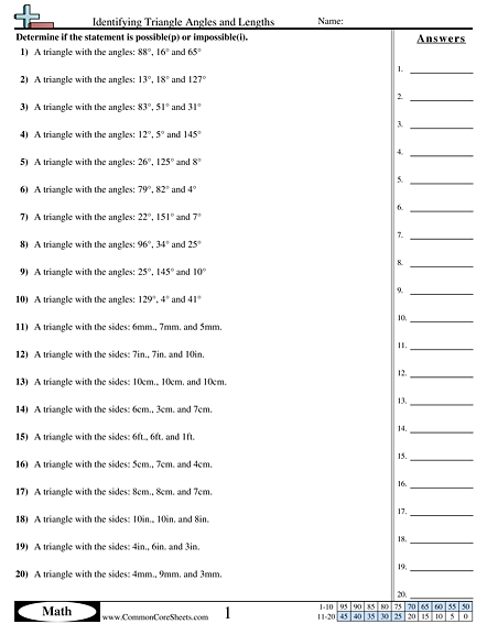 7.g.2 Worksheets - Identifying Triangle Angles and Lengths worksheet